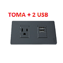 [VPR-080] TOMACORRIENTE MIXTO 2USB + TOMA PREMIUN NEGRO